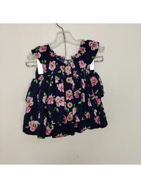 Lemon Kids Girls Navy Floral Ruffle Skirt and Blouse Set Size 4T
